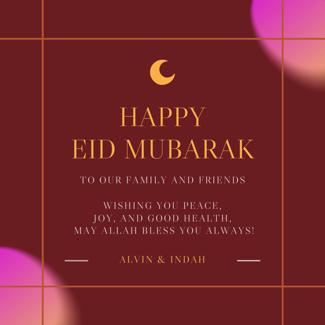 Modèle de visuel Eid Mubarak Greetings on Red - Instagram