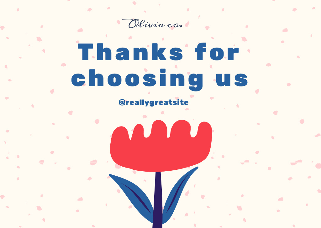 Thank You For Choosing Us Message with Hand Drawn Tulip Flower Card Šablona návrhu