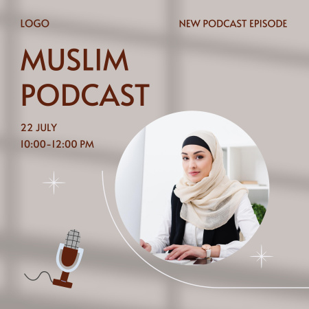 Novo episódio de podcast muçulmano Podcast Cover Modelo de Design