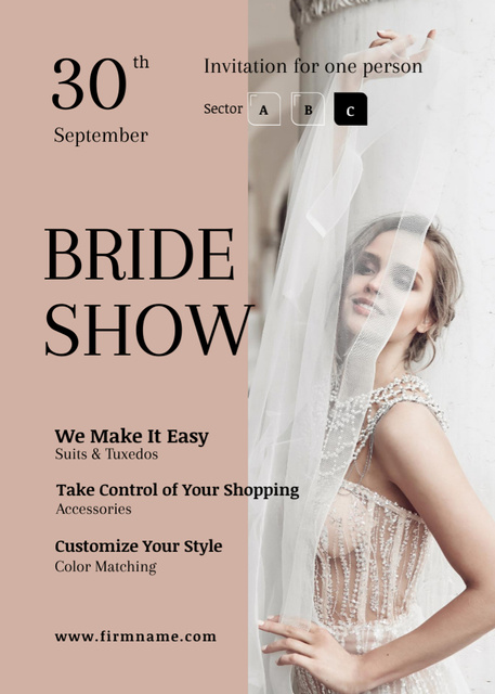 Wedding Fashion Show with Bride in White Dress Invitation – шаблон для дизайна