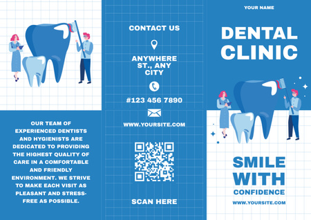 Designvorlage Dental Clinic Ad with Illustration of Teeth für Brochure