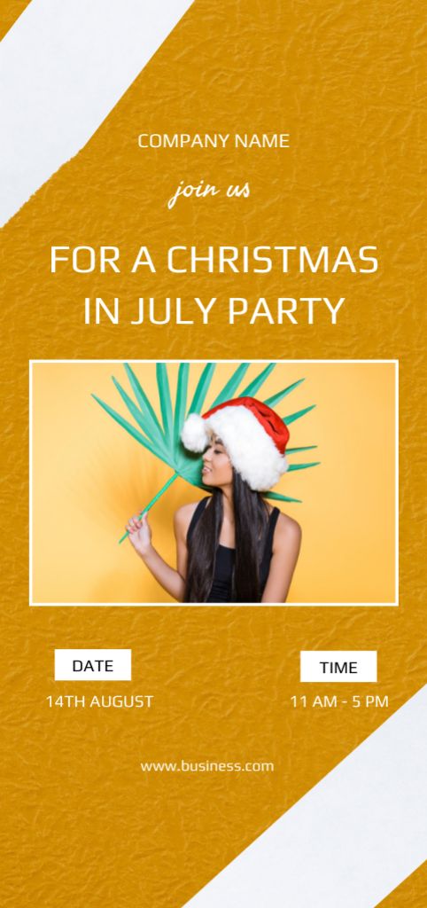  Christmas Party Announcement with Attractive Asian Woman in July Flyer DIN Large Šablona návrhu