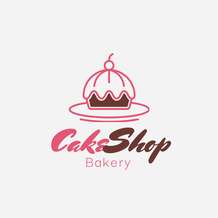 Bakery Emblem with Cake and Cherry Logo 1080x1080px – шаблон для дизайна