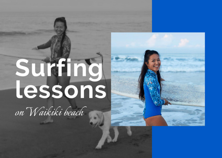 Surfing Lessons Offer Postcard 5x7in Design Template