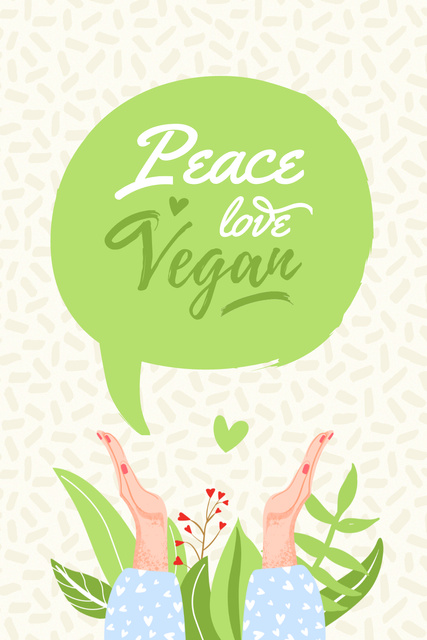 Vegan Lifestyle Concept with Green Plant Pinterest Design Template