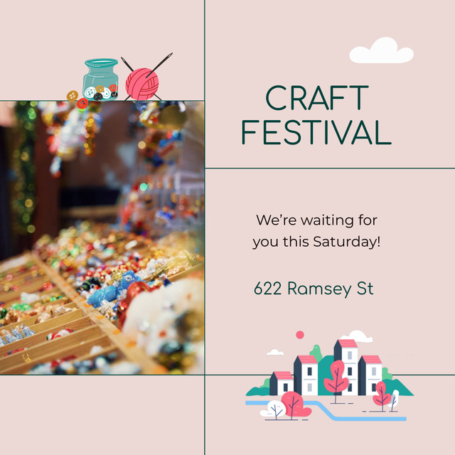 Craft Festival Announcement In Pink Animated Post Design Template