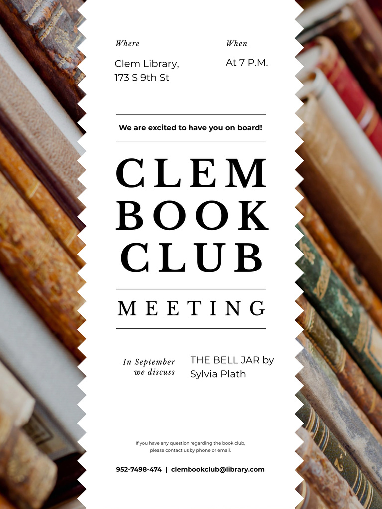 Reading Club Invitation with Books Poster US Design Template