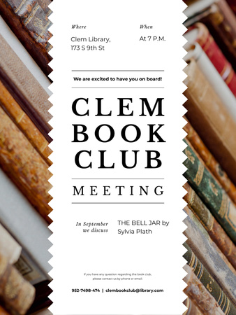 Reading Club Invitation with Books Poster USデザインテンプレート