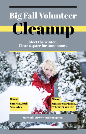 Winter Volunteer Cleanup Ad on Grey Flyer 5.5x8.5in Design Template