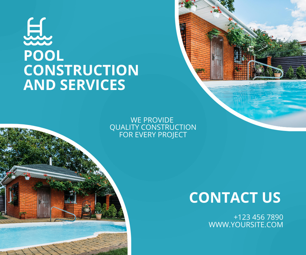 Offer Services for Installation and Maintenance of Pools Large Rectangle Design Template