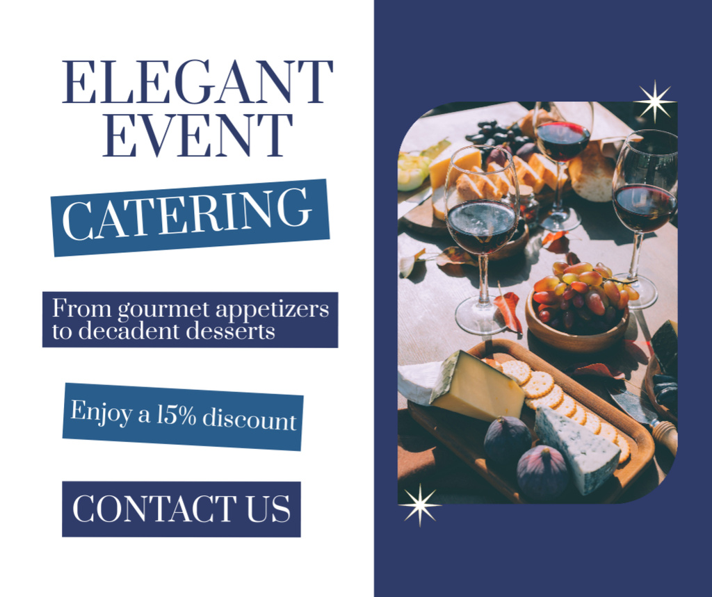 Designvorlage Elegant Events with Mouthwatering Catering für Facebook