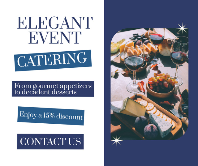 Platilla de diseño Elegant Events with Mouthwatering Catering Facebook