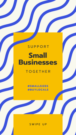 Designvorlage Plädoyer für die Unterstützung von Kleinunternehmen auf blauem Hintergrund für Instagram Story