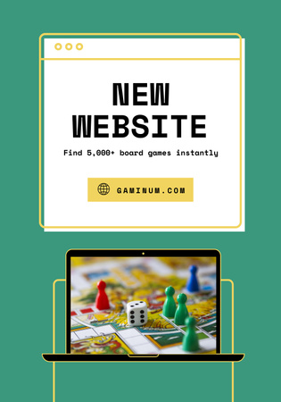 Immersive Board Games Website Promotion With Laptop Poster 28x40in Modelo de Design