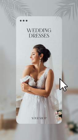 Designvorlage Weiße Brautkleider für glückliche Bräute für Instagram Video Story