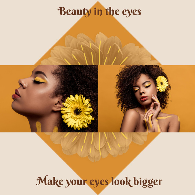 Eyes Makeup with Attractive Young Girl Instagram Tasarım Şablonu