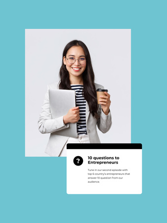 Smiling Woman Entrepreneur with Coffee Poster US Design Template