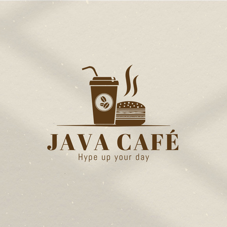 Modern Cafe Ad with Coffee Cup and Burger Logo 1080x1080px – шаблон для дизайна