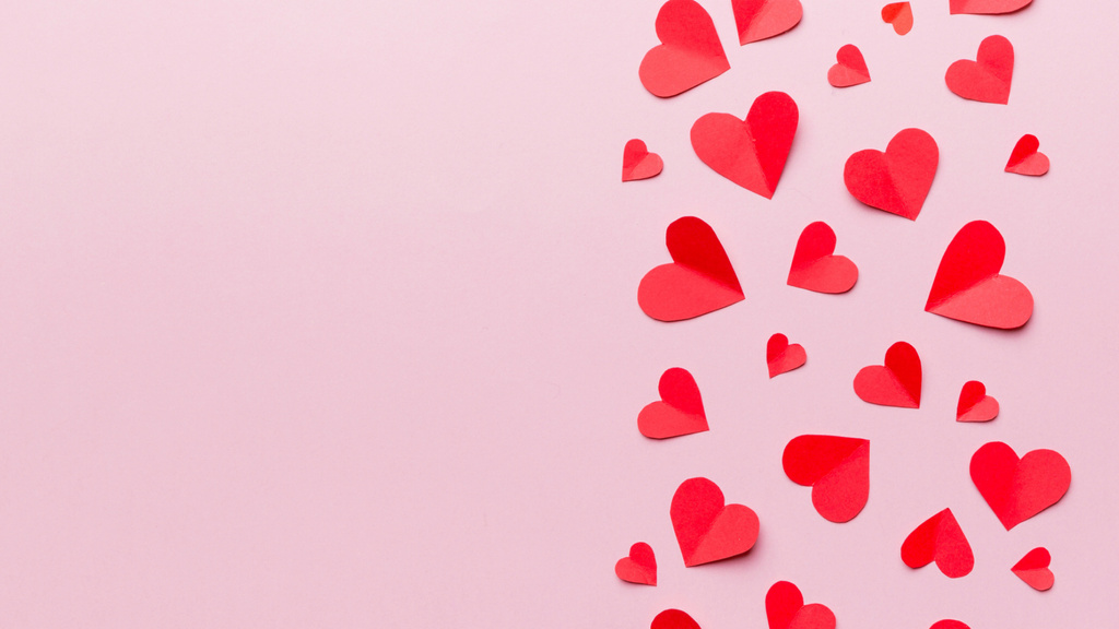 Cute Hearts in Pink for Valentine's Day Zoom Background Design Template