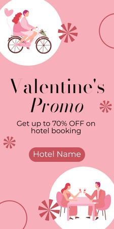 Promo Discounts for Booking Hotel Room on Valentine's Day Graphic Design Template