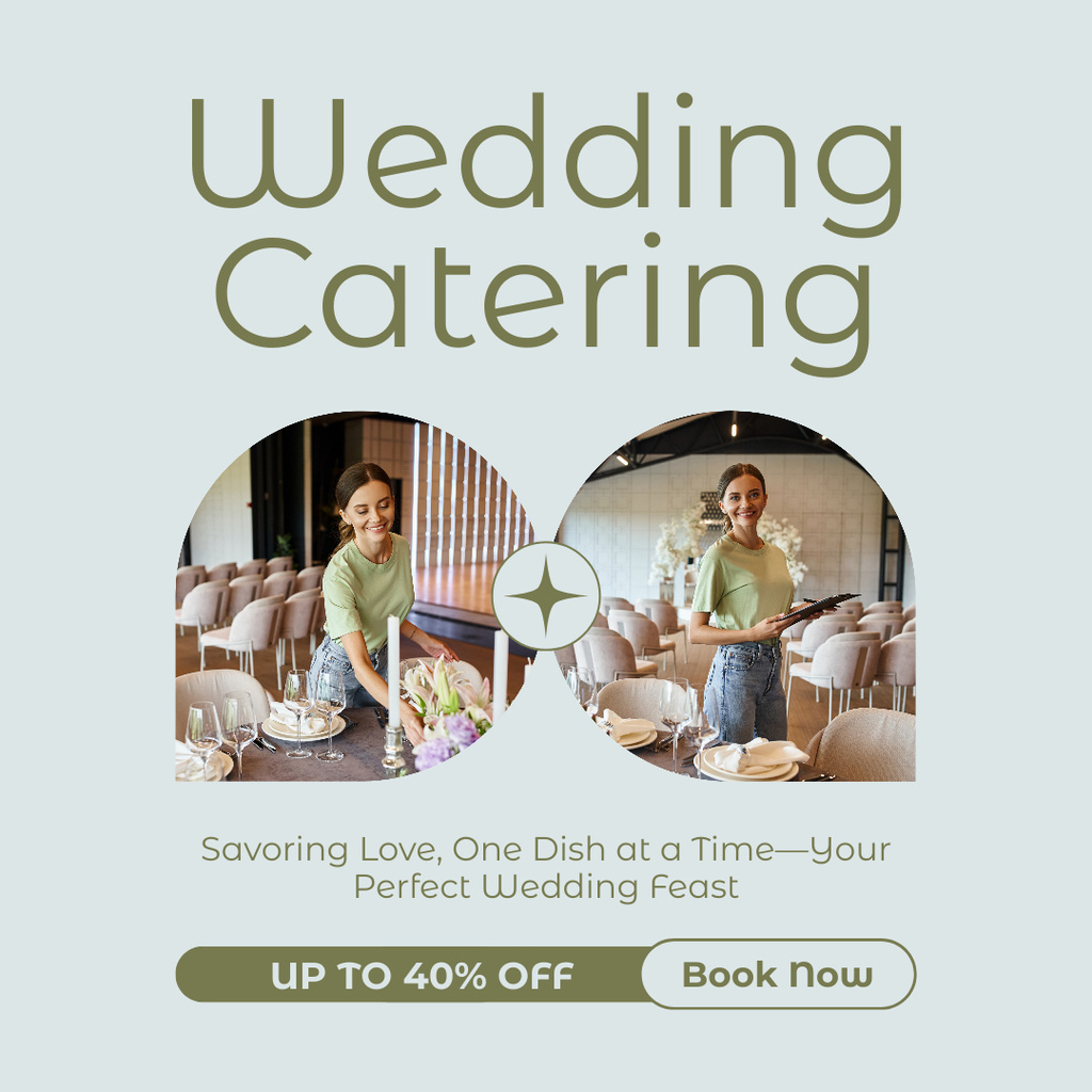 Designvorlage Wedding Catering Services with Unprecedented Discount für Instagram AD
