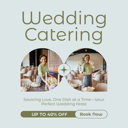 Plantilla de diseño de Servicios de catering para bodas con descuentos sin precedentes Instagram AD 
