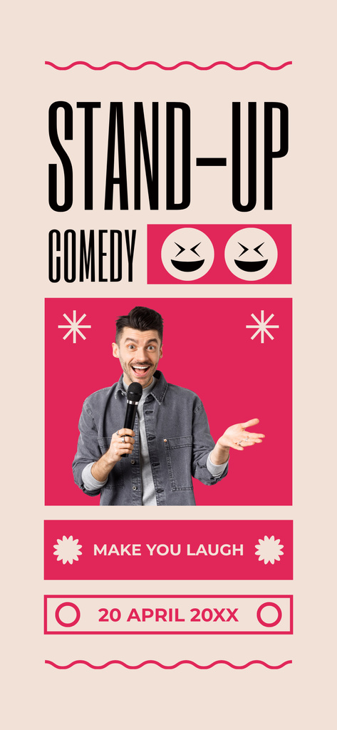 Stand-up Comedy Event Ad with Performer holding Microphone Snapchat Moment Filterデザインテンプレート