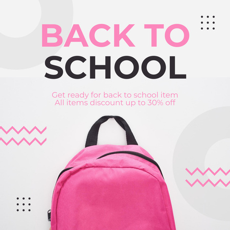 Offer Discount on All School Supplies and Backpacks Instagram Šablona návrhu