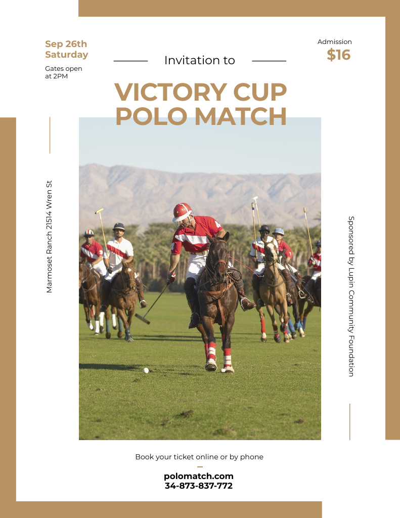 Players Compete for Polo Cup Poster 8.5x11in Design Template