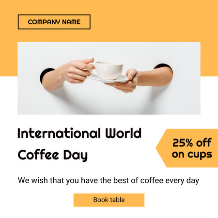 International World Coffee Day In Coffee Shop Sale Offer Instagram Design Template