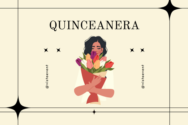 Designvorlage Quinceañera Party With Bouquet At Discounted Rates für Postcard 4x6in