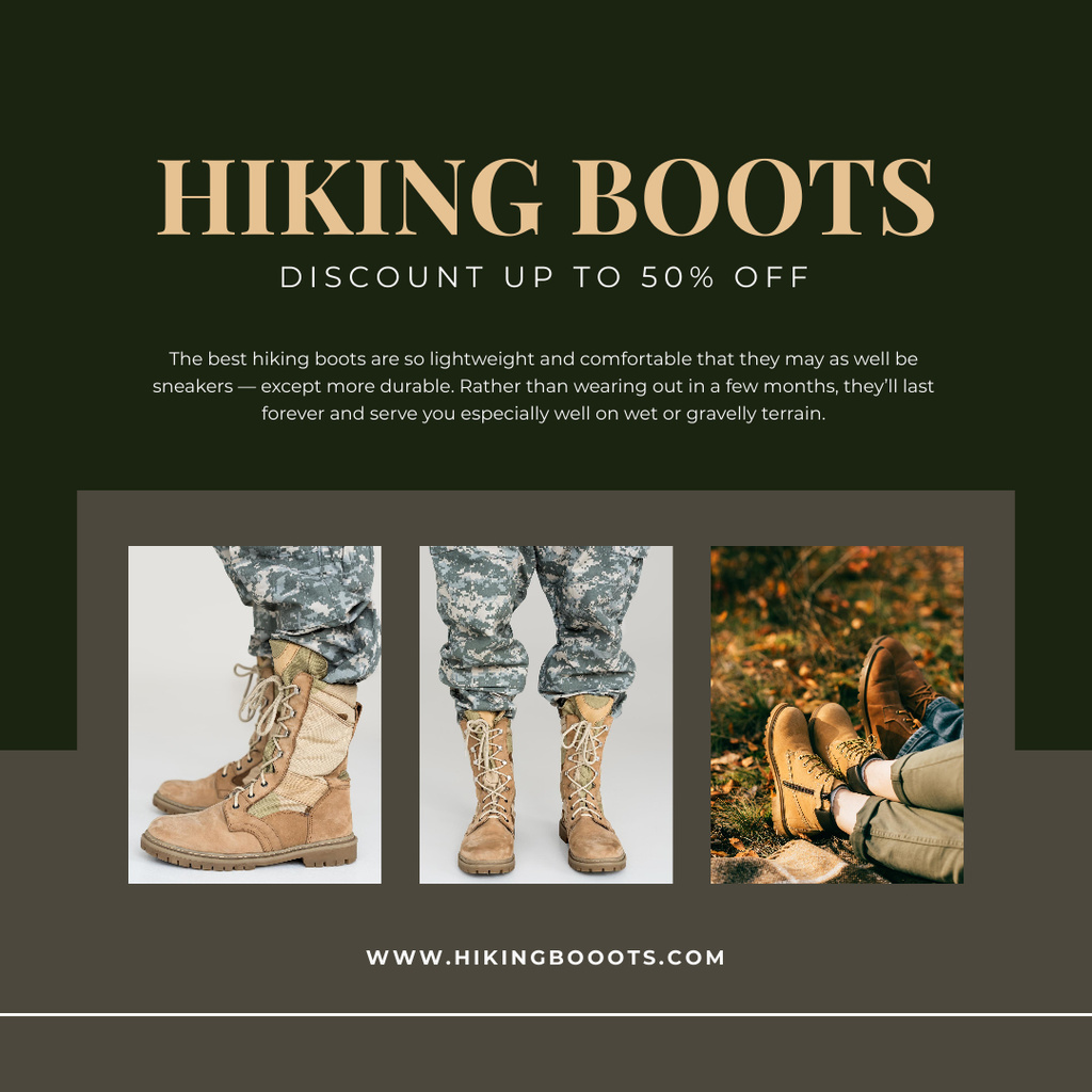 Tourists in Hiking Boots  Instagram ADデザインテンプレート