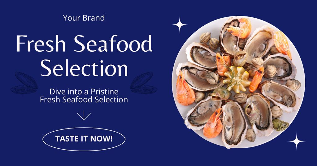 Designvorlage Ad of Fresh Seafood Selection für Facebook AD