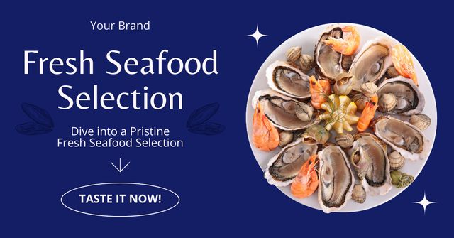 Plantilla de diseño de Ad of Fresh Seafood Selection Facebook AD 