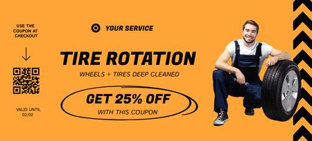 Discount Offer on Tire Rotation Coupon 3.75x8.25in Design Template
