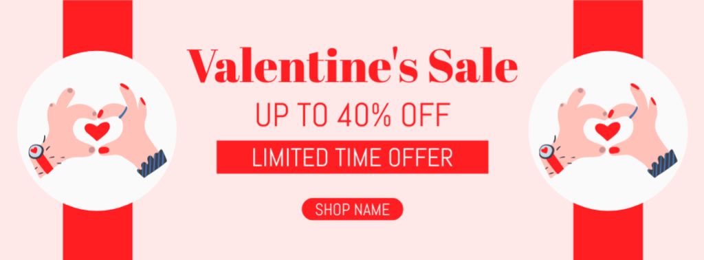 Limited Time Valentine's Day Sale Facebook coverデザインテンプレート