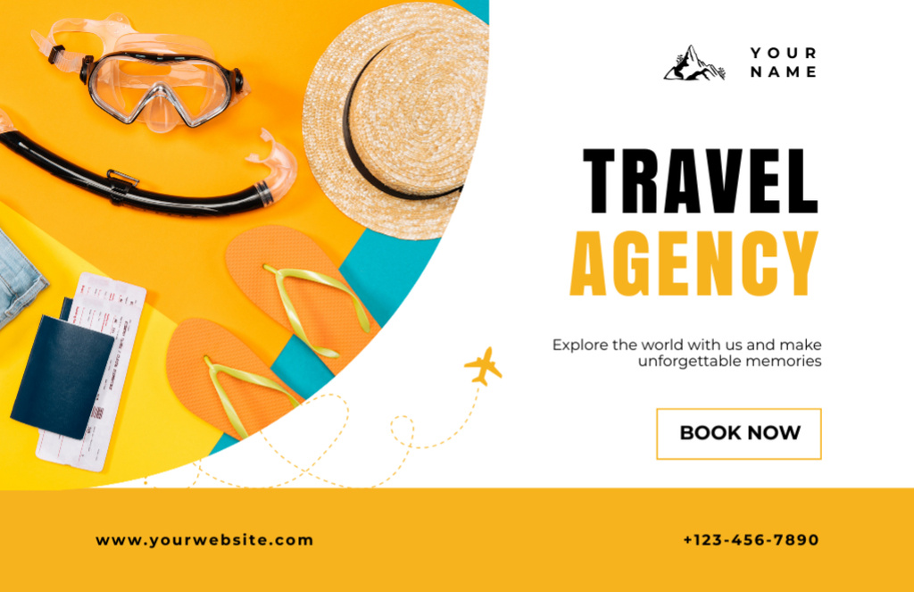 Travel Agency Thanks You for Purchase Thank You Card 5.5x8.5in Design Template
