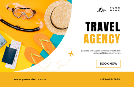 Travel Agency Thanks You for Purchase Thank You Card 5.5x8.5in Design Template