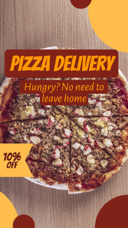 Ontwerpsjabloon van Instagram Video Story van Smakelijke pizzabezorgservice met kortingsaanbieding