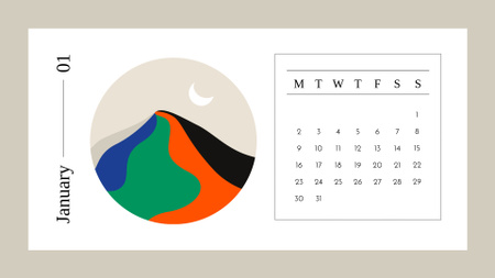 Ontwerpsjabloon van Calendar van Illustration of Abstract Landscapes