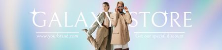Women in Elegant Beige Outfits Ebay Store Billboard Design Template