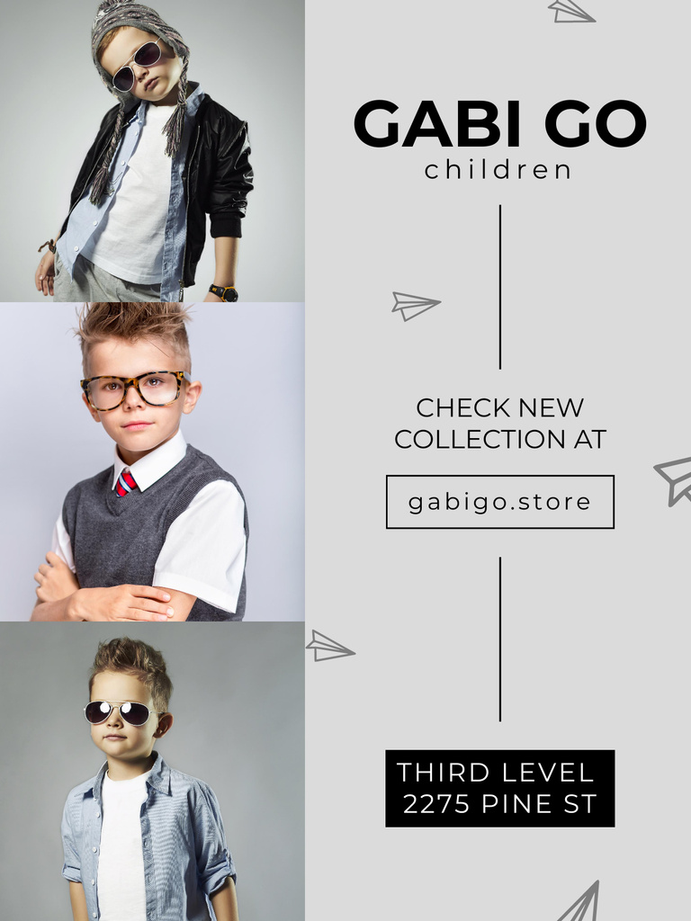 Children clothing store with stylish kids Poster US Design Template