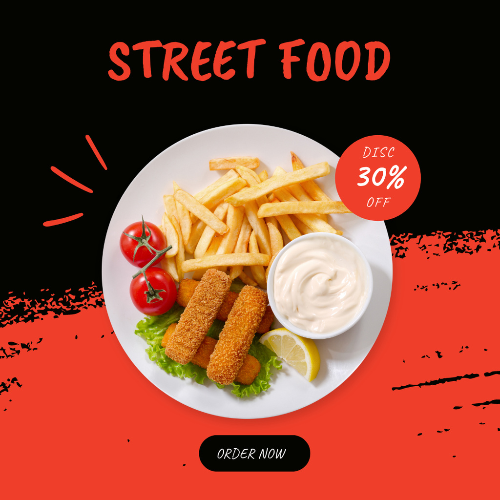 Discount on French Fries Instagram Tasarım Şablonu