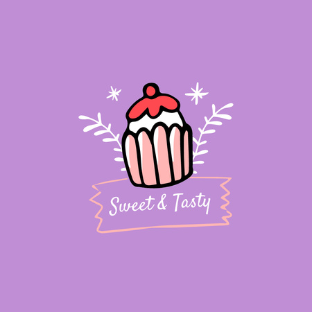 Heavenly Bakery Ad Showcasing Yummy Cupcake Logo 1080x1080pxデザインテンプレート