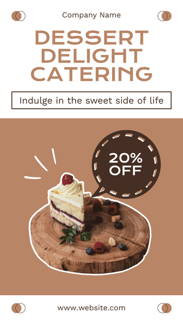 Dessert Catering with Tasty Piece of Cake Instagram Story Šablona návrhu