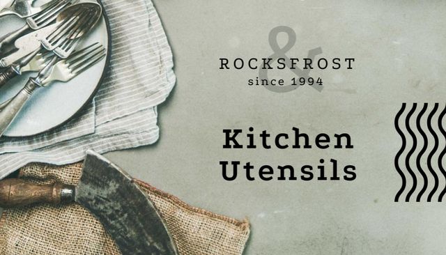 Plantilla de diseño de Kitchen Utensils and Cookware Business Card US 