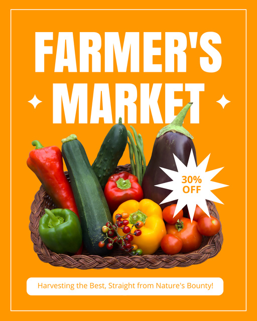 Discount Seasonal Vegetables Offer at Market Instagram Post Vertical Šablona návrhu