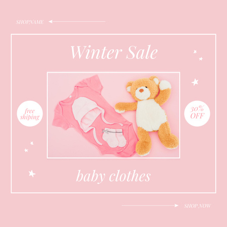 Kids Clothing Winter Sale Announcement Instagram Design Template