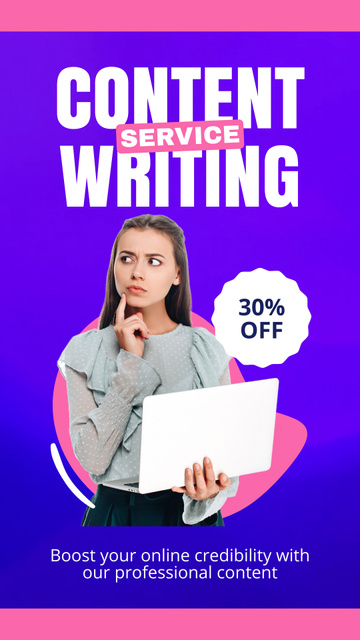 Wonderful Content Writing Service At Reduced Price Offer Instagram Video Story Πρότυπο σχεδίασης