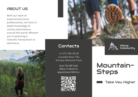 Ontwerpsjabloon van Brochure van Aanbieding van toeristische uitstapjes naar de bergen